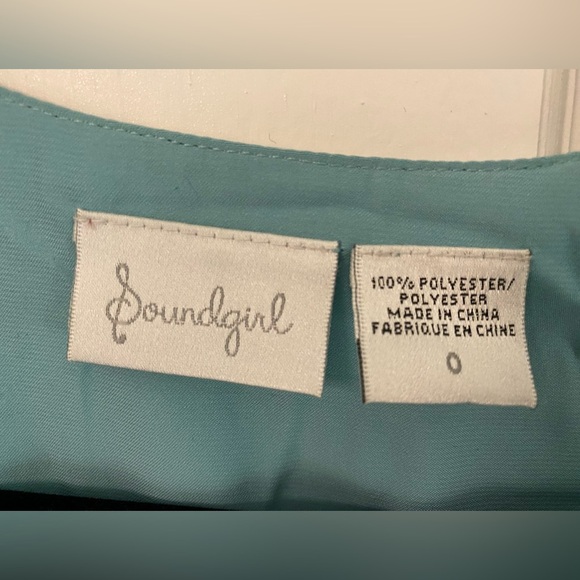 Soundgirl Blue Green Turquoise Y2K 90s Vintage Top‎ w/ White Satin Tie - Size 0 - Picture 3 of 4